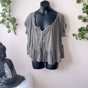 COPY - • Free People Charlie Top Blouse Green New Without Tags
